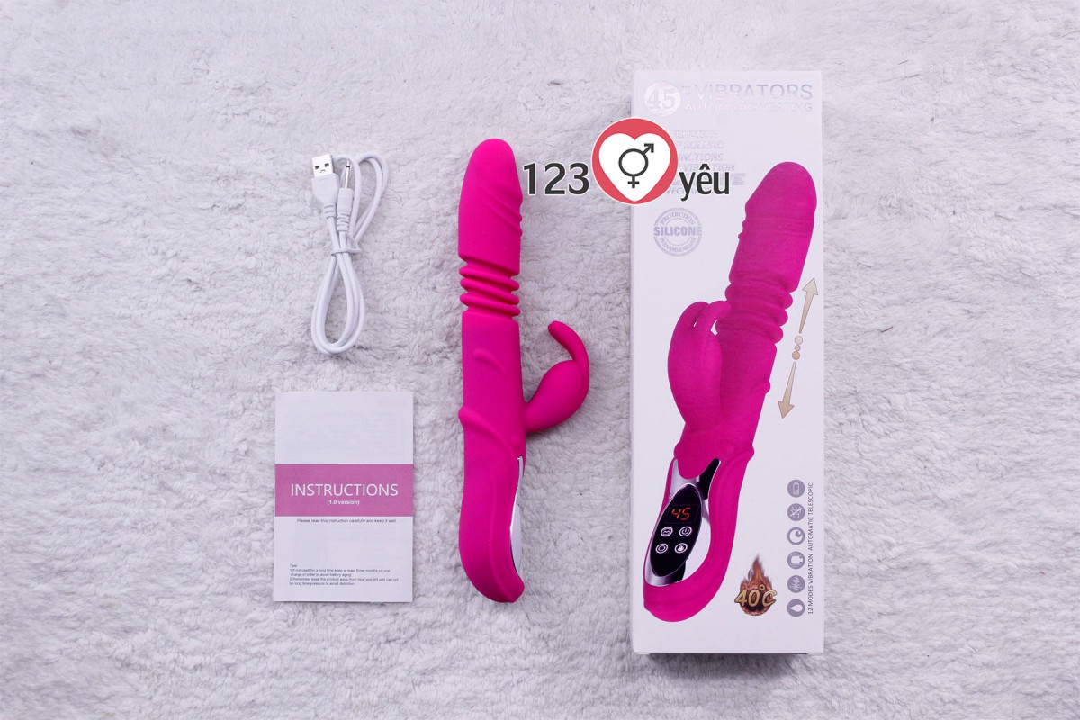Dương vật giả rung thụt, ph&aacute;t nhiệt Rabbit Vibrator m&agrave;n h&igrave;nh LCD 3