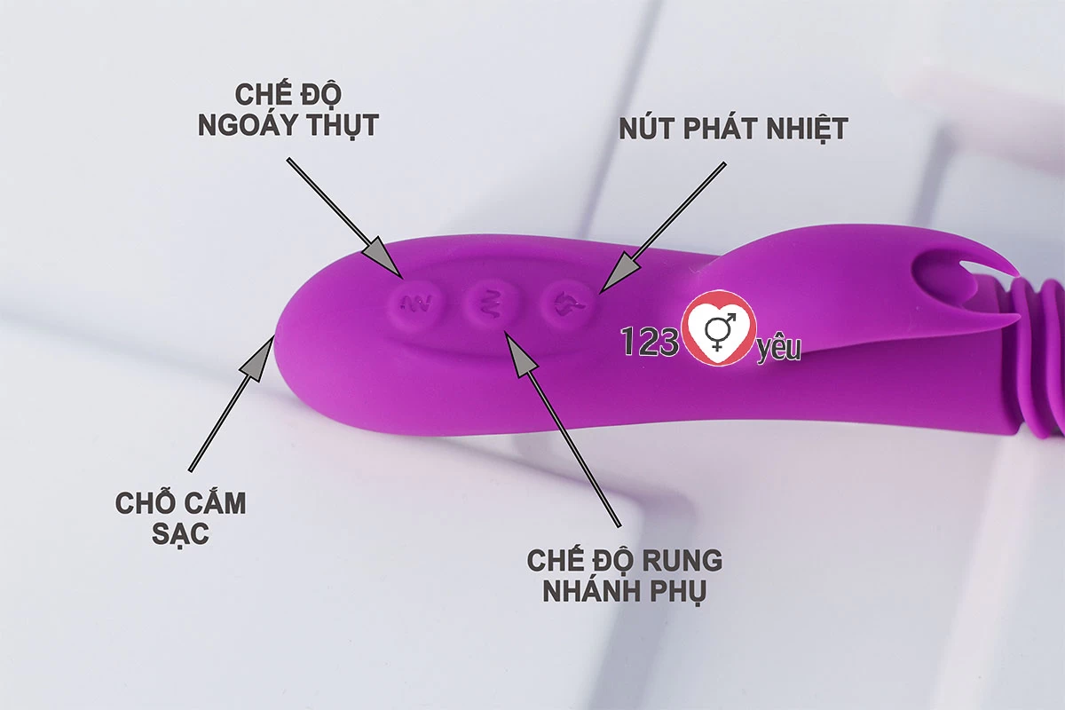 Dương vật giả rung thụt Ella Rod phát nhi&ecirc;̣t pin sạc