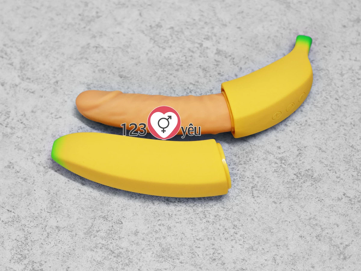 Dương vật giả ngụy trang h&igrave;nh chuối rung, ph&aacute;t nhiệt