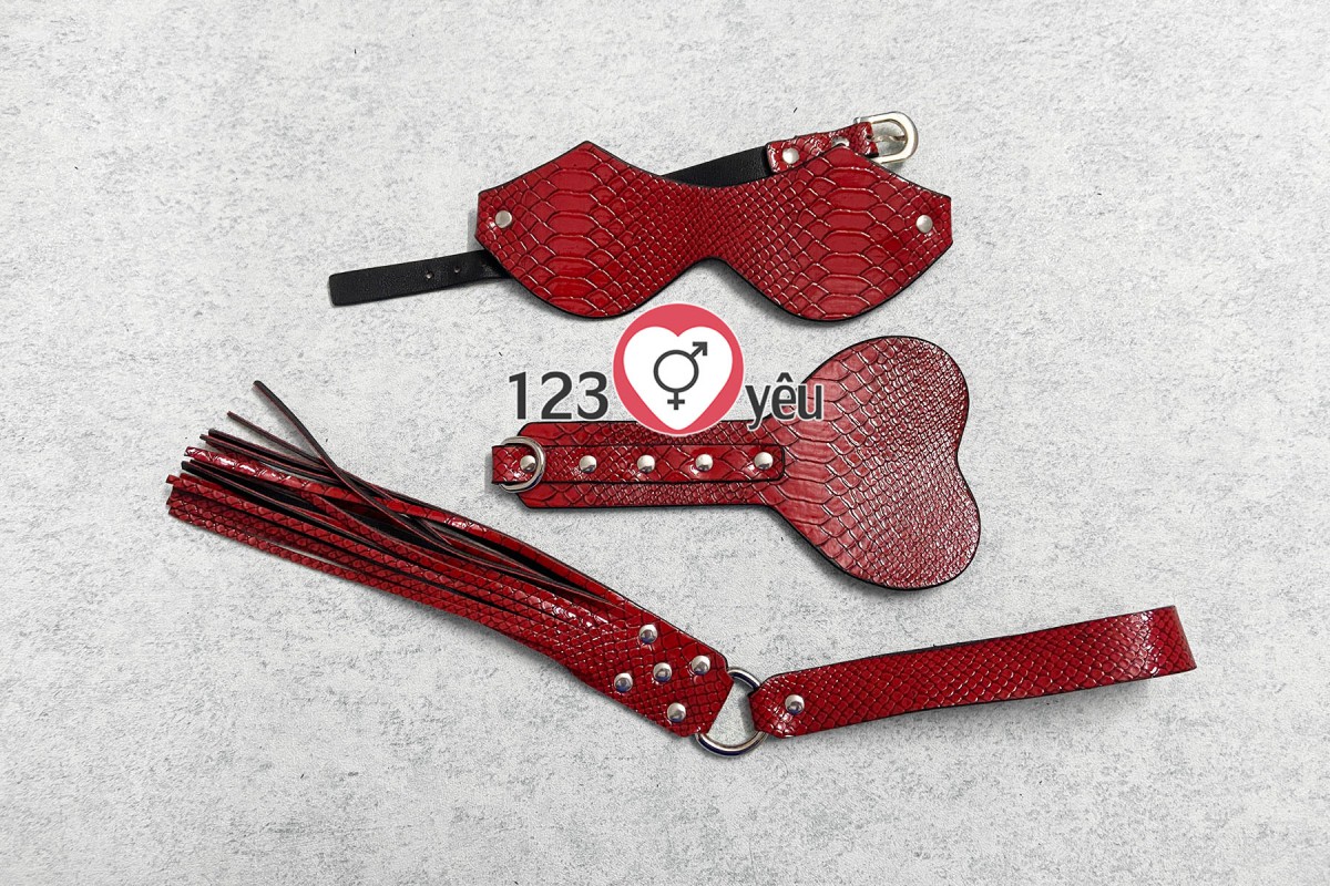 Bộ Bạo D&acirc;m 10 M&oacute;n V&acirc;n Da M&agrave;u Đỏ Nồng Ch&aacute;y 3