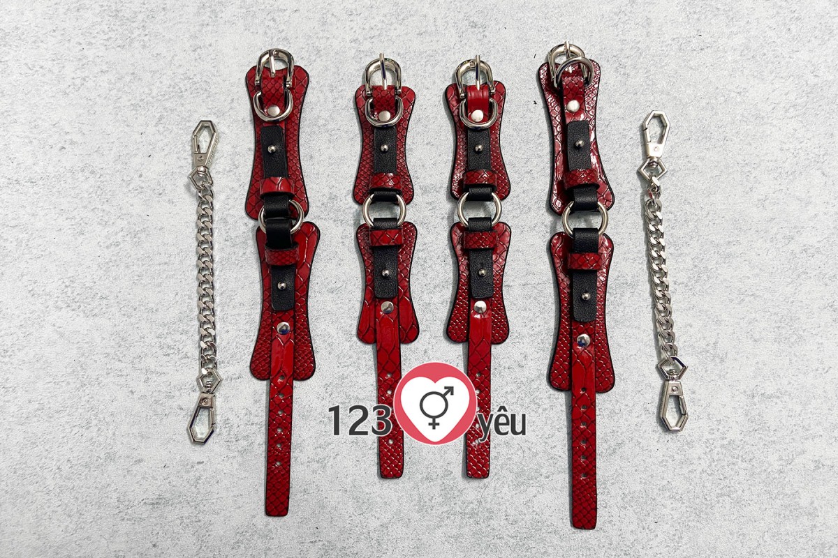 Bộ Bạo D&acirc;m 10 M&oacute;n V&acirc;n Da M&agrave;u Đỏ Nồng Ch&aacute;y 4