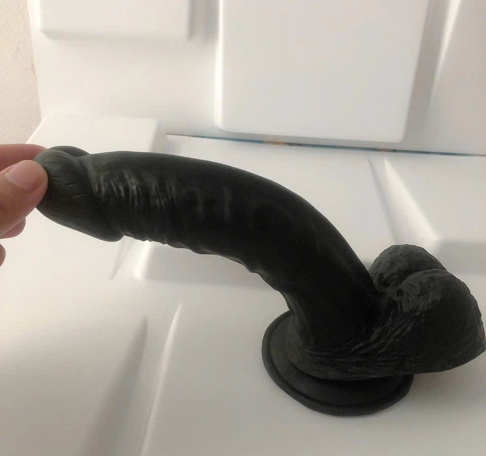 Dương vật giả c&oacute; đế kh&ocirc;ng rung 8.5 inch cong