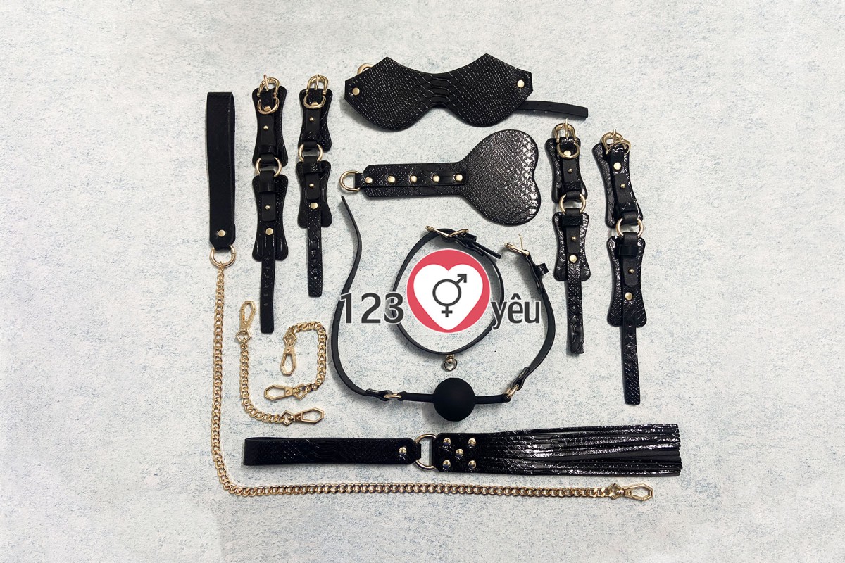 Đồ Chơi Bạo Dâm 10 Món Vân Da Màu Đen Sang Trọng 1