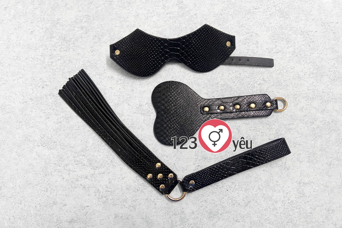 Đồ Chơi Bạo Dâm 10 Món Vân Da Màu Đen Sang Trọng 3