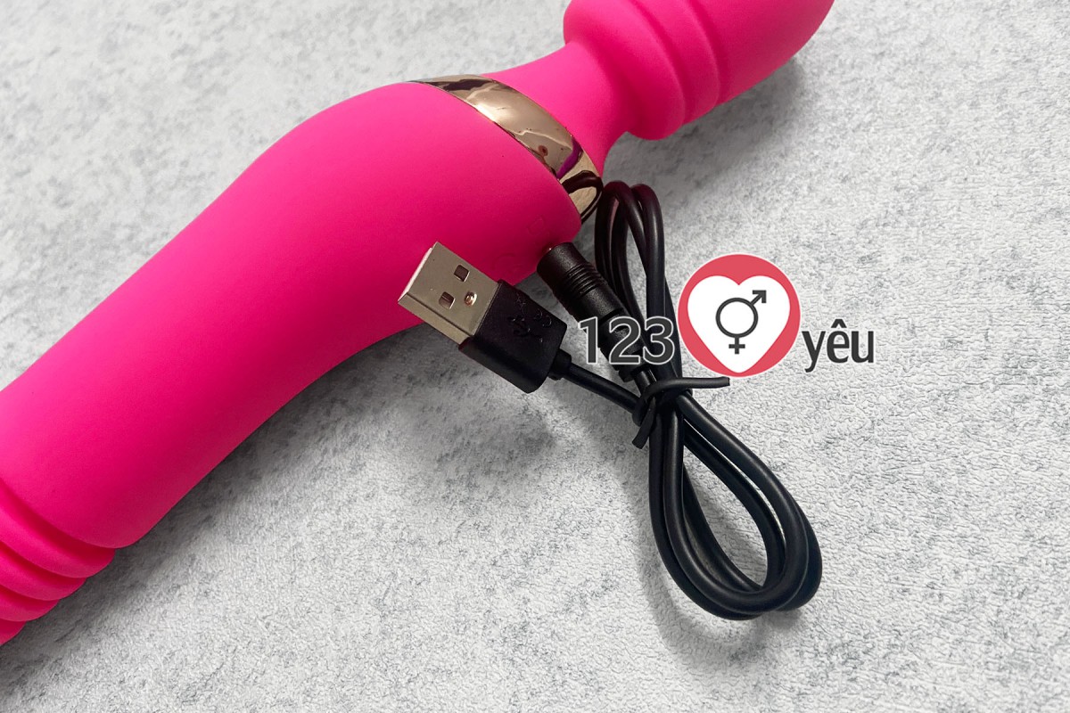 M&aacute;t xa điểm G ph&aacute;t nhiệt t&iacute;ch hợp đầu dương vật giả thụt, ngo&aacute;y pin sạc 5